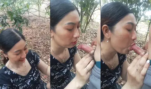 Được chị gái giáo viên dẫn ra sau vườn bú cặc cực nứng